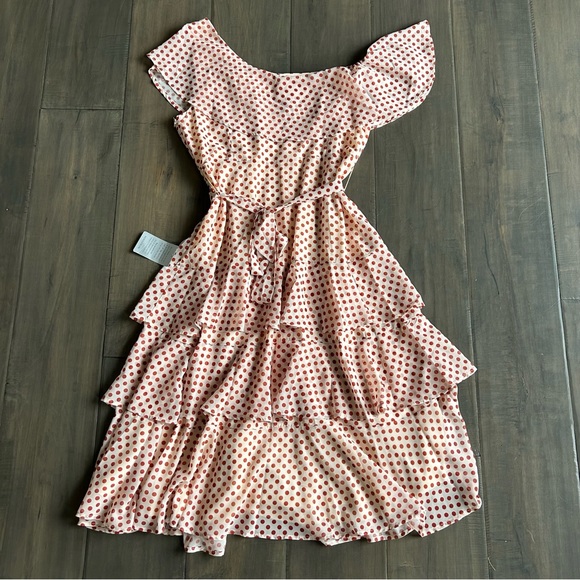 Lulus Cream and Polka Dot Tiered One Shoulder Midi Dress - Picture 7 of 7